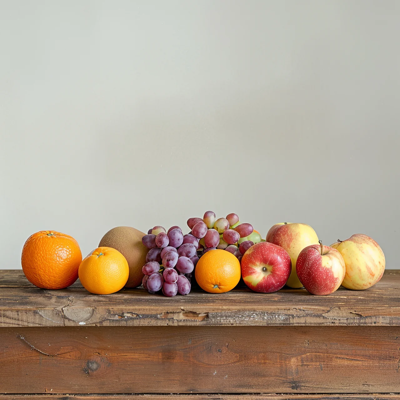 Fresh fruits on a wooden table