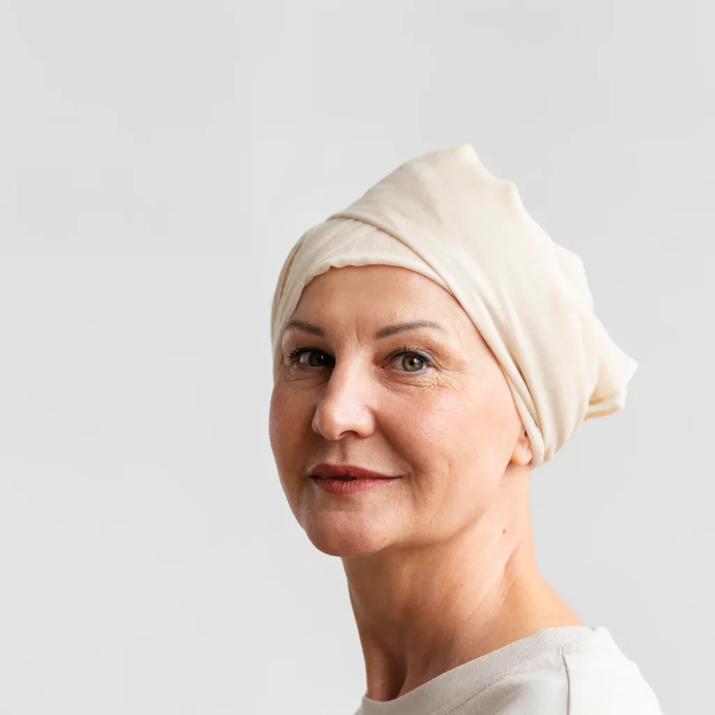 Middle aged woman with cancer
